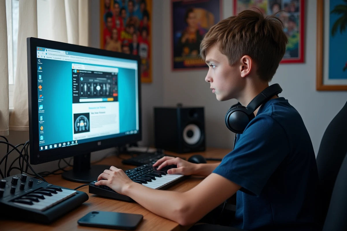Adolescent cherchant une alternative fiable à un convertisseur YouTube MP3 défaillant sur ordinateur de bureau