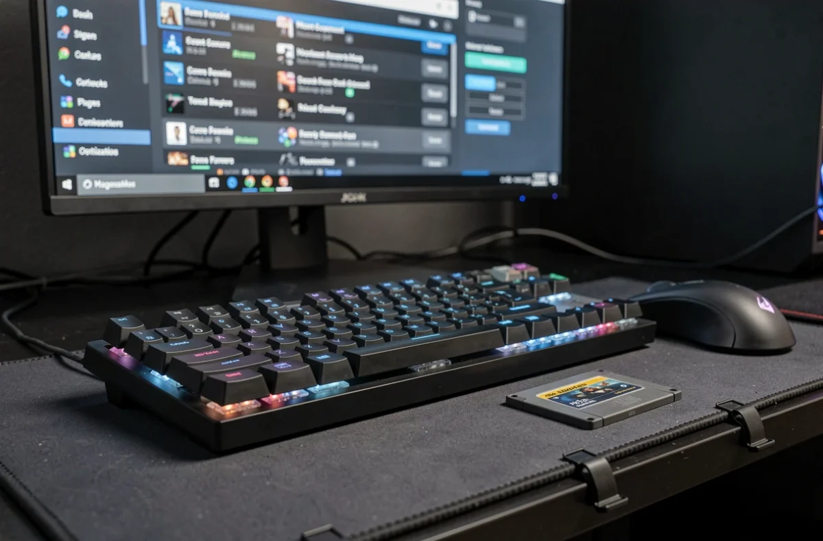 Clavier mécanique et interface logicielle de gestion de ROMs sur écran pour optimisation d'émulateur