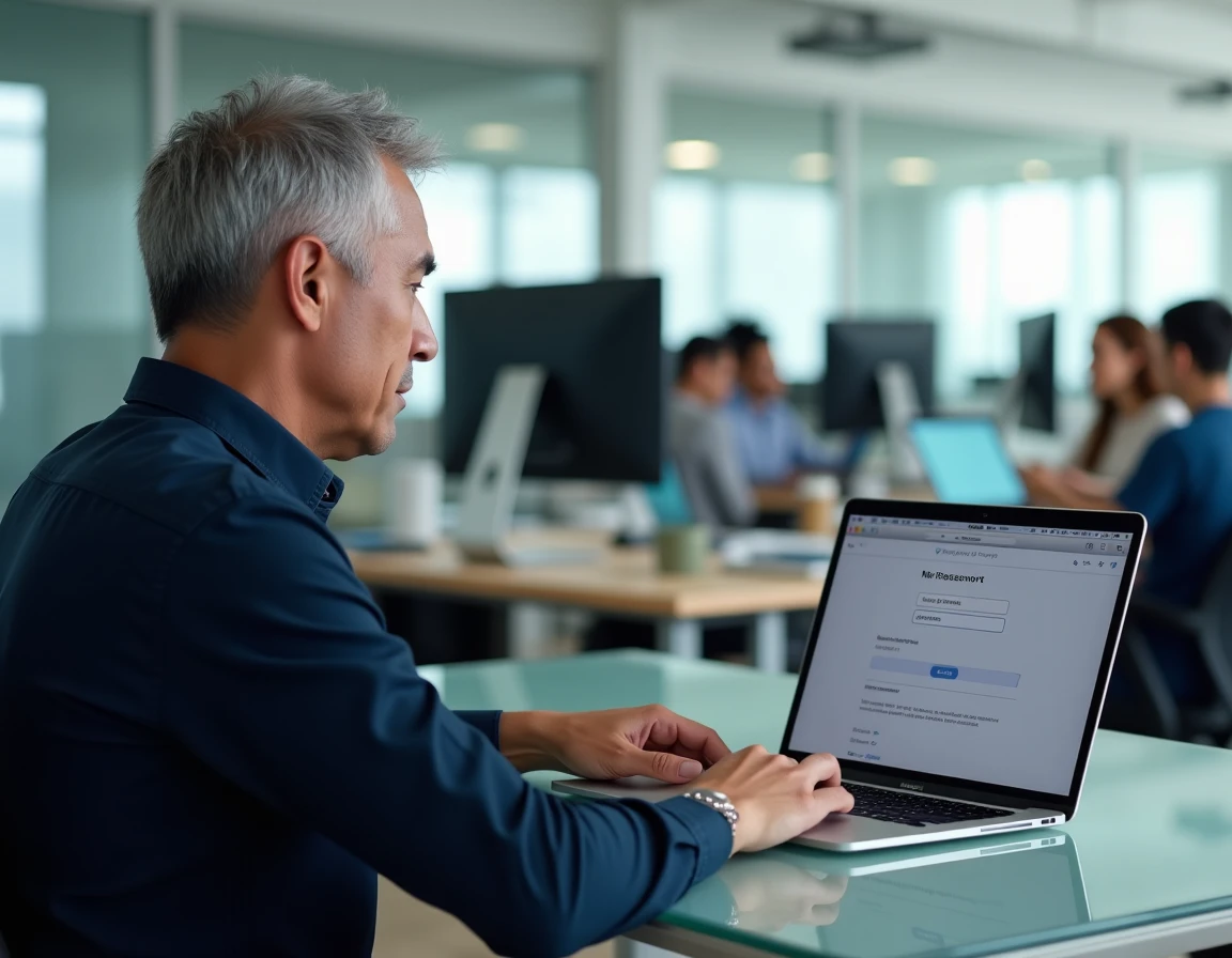 Homme accédant à la clé de sécurité Wi-Fi dans les préférences réseau de macOS sur un MacBook Pro