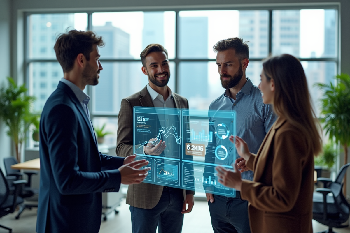 Equipe analysant des données ecommerce sur ecran digital