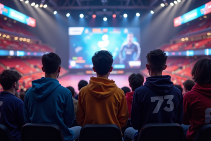 Groupe de jeunes spectateurs dans une arena esports