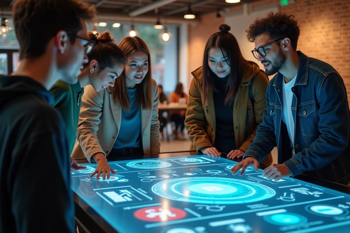 Groupe divers de jeunes adultes discutant autour d