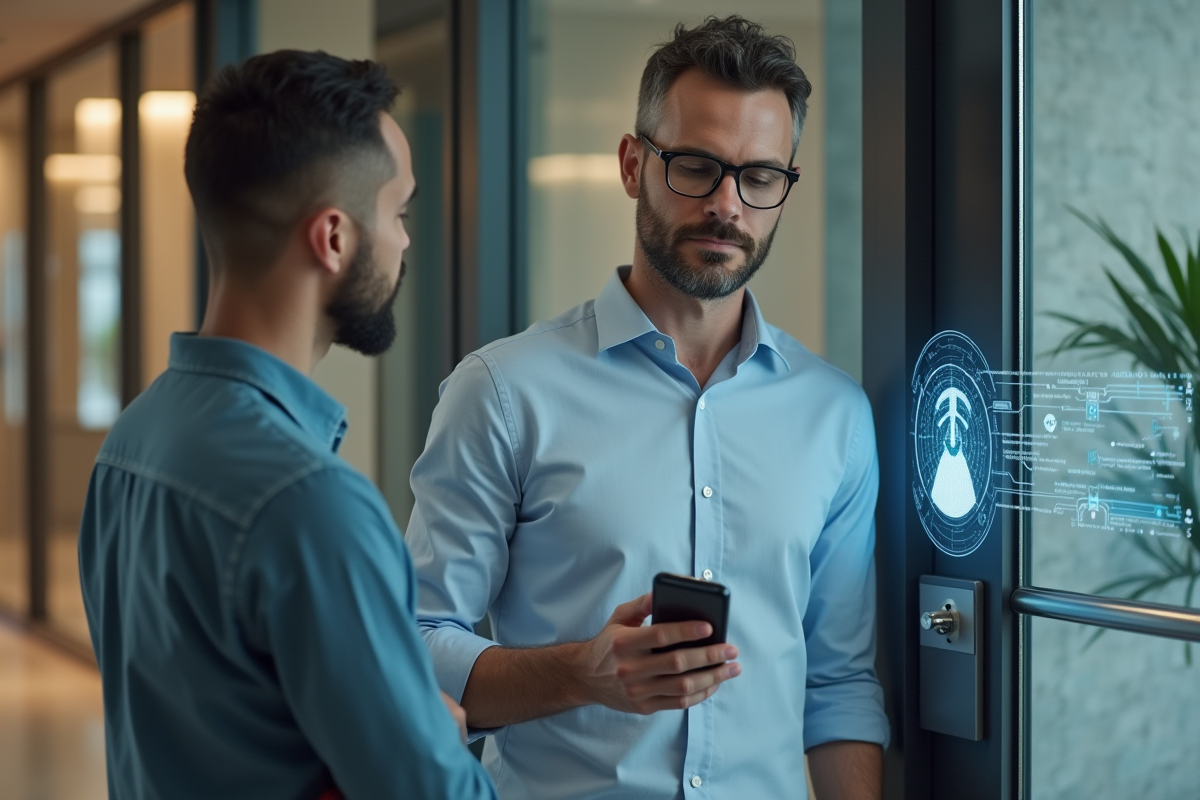 Homme vérifiant son identité avec un smartphone à l