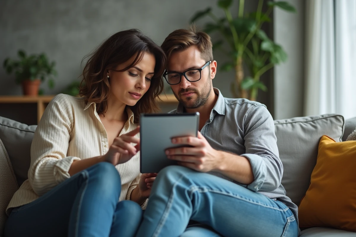 Deux personnes cherchant ensemble un utilisateur introuvable sur les réseaux sociaux suite à un changement de pseudonyme