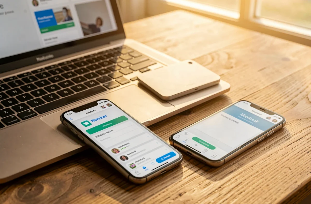 Smartphone posé à côté d'un ordinateur portable affichant une messagerie